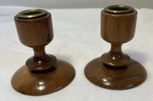 2 candelabri vintage in legno di mirto dell'Oregon per candele coniche - Foto 1 di 4