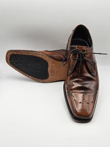Marks & Spencer Autograph By Jeffery West Brown Leather Square Toe Shoes UK 7 - Picture 1 of 15