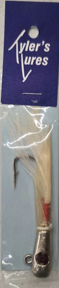 Vintage 1/2 Ounce White Feather Jig Head With 4/0 Hook - Image 1 of 1