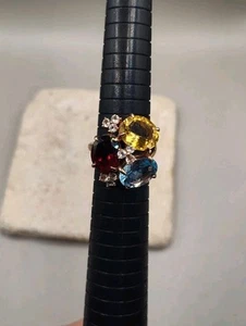 Anillo de cóctel vintage granate topacio citrino color oro rosa 925 talla 9 - Imagen 1 de 14
