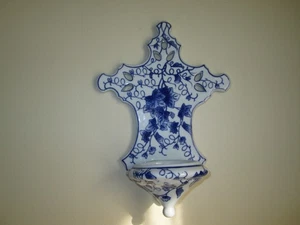 Applique da parete SILVESTRI a colonna in ceramica blu + bianca - Foto 1 di 6