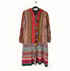 Kantha Block Patchwork Textile Coat Indigo Dyed Boho Indie Hand Woven Medium - Picture 1 of 9