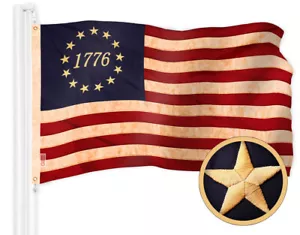 Betsy Ross 1776 Tea-Stained Flag 4x6 Ft American Historic Embroidered 420D Poly - Picture 1 of 7