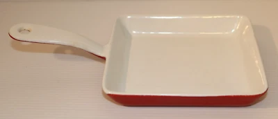 Vintage PRIZER-WARE Cast Iron Enamel 5.5" Square Egg Skillet Pan Red/White 1090 - Image 1 of 4