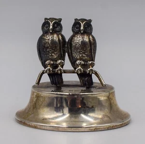 Sterling Silver Owl Placecard Holder - Levi & Salaman, 1908, Birmingham - Picture 1 of 4