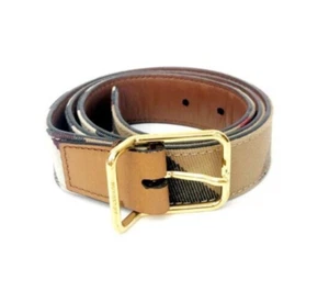 Authentic Burberry Brown/Beige Nova Check Canvas and Leather Buckle Belt 85/34 - Picture 1 of 24