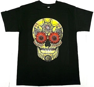 Floral Sugar Skull T-shirt Dia De Los Muertos Horror Halloween Adult Tee New - Picture 1 of 3