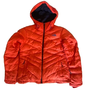 The North Face Woman's  Large 550 Puffy Goose Down Jacket Coat Orange - Picture 1 of 8