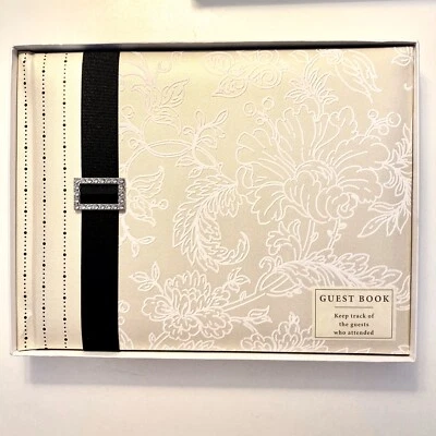 Sello Marfil con Hebilla Negra Bling Estrás Libro de Invitadas Boda  Foto 1 de 4
