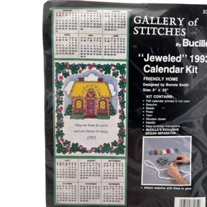 Kit calendario vintage Bucilla 1993 con joyas hogar amigable #33181 talla 9 x 25 - Imagen 1 de 5