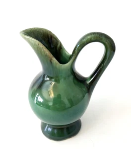 Ceramic Pottery Pitcher Green Pretty Color Greenish Blue Creamer Vintage Mini - Picture 1 of 7