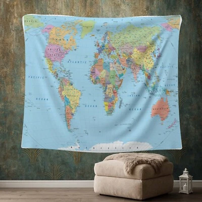 Mapa del mundo colorido, arte de mapa educativo, decoración de pared de viaje, mapa de habitación para niños Foto 1 de 4