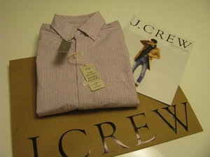 NWT J.CREW Men's SECRET WASH SHIRT IN ORANGE TATTERSALL PLAID SZ XSmall - Picture 1 of 12