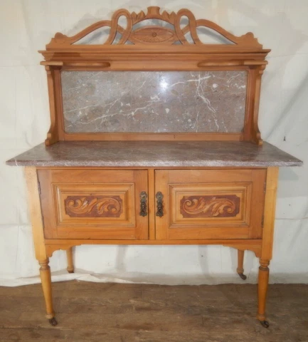 European Art Nouveau Marble top Server sideboard Cover