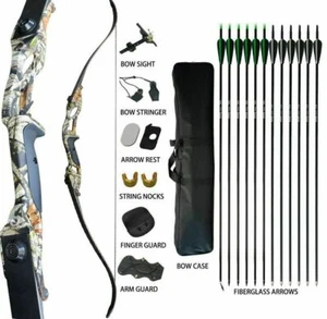 New 40lb Archery Takedown Recurve Bow Set Right Handed 12x Arrows Outdoor Huntin - Picture 1 of 14