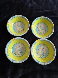 Certified International Deep Sea Seahorse Melamine Bowls SET Of 4 Lime Green Blu - Picture 1 of 4