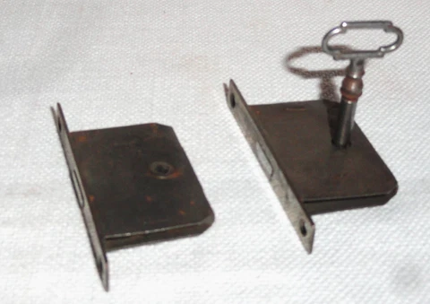 2 Original Antique Cabinet Locks ~ Working Key ~ Furniture Restoration Cover