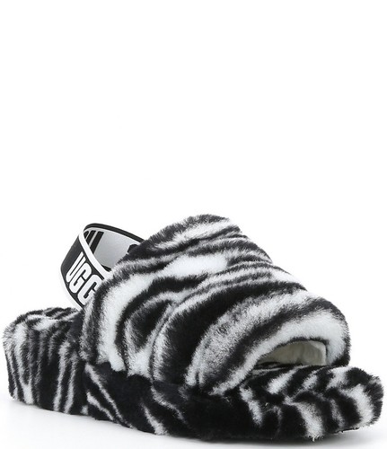 Nuovo Ugg Donna Fluff Yeah Slides Zebra US 10B
