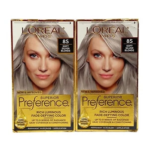 L'Oreal 8S Soft Silver Blonde Superior Preference Permanent Hair Color 2-Pack - Picture 1 of 6