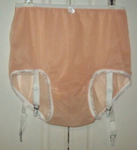 PEACH Sheer Nylon MEN'S 2 LAYER SISSY SLEEVE PANTY * GARTERS * 28-42 Waist - Picture 1 of 3