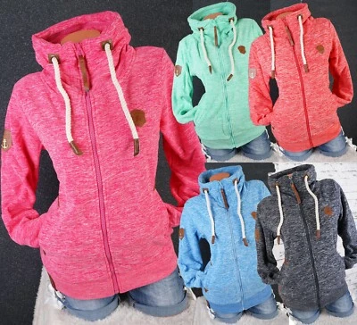 Damen Sweat Jacke Fleece Stehkragen Übergangsjacke meliert S M L XL 2XL - Bild 1 von 4