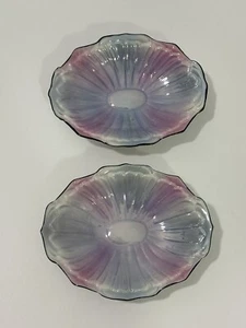Gorgeous MCM Lot Of 2 Saucer Trinket Iridescent S.A.L.T Czechoslovakia VTG - Picture 1 of 5