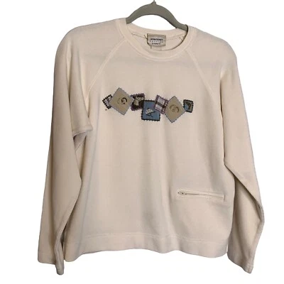 Monterey Petites By Koret Sudadera Mujer Pequeña Marfil Caballo Herraduras Western Foto 1 de 4