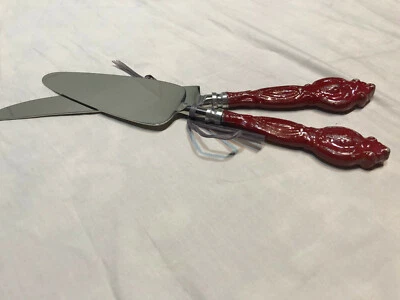 Conjunto para servir bolo, alças envelhecidas, latão e aço inoxidável, novo - Imagem 1 de 2