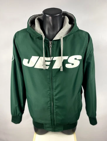 NEW YORK JETS Hooded Reversible Jacket Full Zip GREEN /GRAY XS S M XL2X 3X Cover