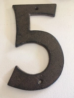 Large Cast Iron Rustic Brown No.5 House Number - House Fence Letterbox - 160mm - image 1 of 3