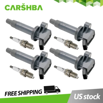 4 Ignition Coils &Spark plugs For 00-08 Toyota Corolla Celica Matrix 1.8L UF247 - Imagem 1 de 4