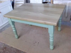 BESPOKE HANDMADE OAK TABLE - DINING / KITCHEN 1 1/2" THICK TOP - DEPOSIT ONLY - Picture 1 of 8