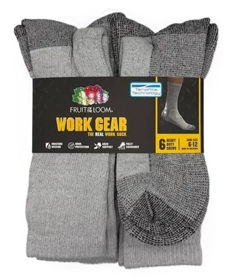Calcetines Fruit of The Loom WORK GEAR Heavy Duty Crew 6 pares Foto 1 de 4