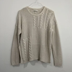 Suéter Tejido con Cable Abercrombie & Fitch Talla L Cuello Redondo Beige Cottagecore Otoño - Imagen 1 de 23