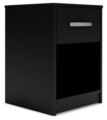 Mesita de noche informal Signature Design by Ashley Finch 1 cajón, negra Foto 1 de 4