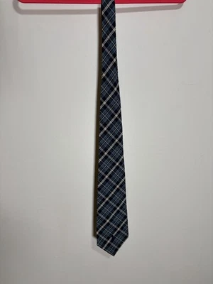 Vintage Polo Ralph Lauren Men's Tie Plaid Blue, White Hand Made In USA - Image 1 of 4
