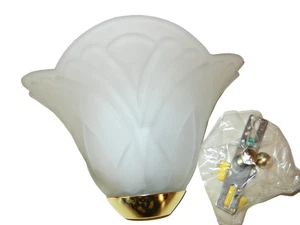 Art Deco Frosted Glass Flush Mount Sconce Lamp - Picture 1 of 6