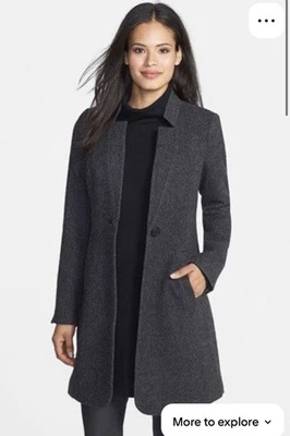 Eileen Fisher The Fisher Project Grey Baby Alpaca Tweed Coat, Size Extra Small - Image 1 of 4