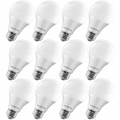 12x Luxrite LED A19 Standard Bulb 75W Equiv. 1100lm 3000K Enclosed Fixture Rated - Image 1 of 4