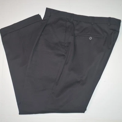 HICKEY FREEMAN 100% Wool Black Single Pleat Dress Pants 36 x 30 - Image 1 of 3