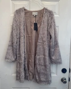 J.O.A Champagne Beige Classy Unique Fringed Women’s Lightweight Coat NWT (C415) - Picture 1 of 5
