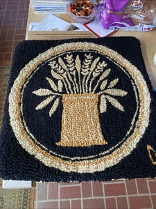 Laura Megroz Black hooked wool Pillow Cover In Butter Mold Pattern, 18” X 18” - Picture 1 of 7