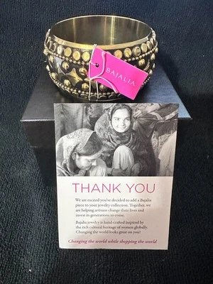 Brazalete Brazalete Bajalia Brazalete Dorado Latón Negro India Iris Apfel NUEVO Foto 1 de 4