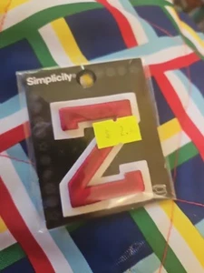 Simplicity & Wrights 2" Buchstabe Z Applikation Aufnäher rot auf weiß - Bild 1 von 2
