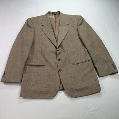 Blazer Hardy Amies Para Hombres 42 Marrón Pata de Gallo Mezcla de Lana Dos Botones Chaqueta Abrigo Foto 1 de 4