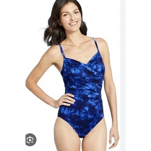 Nuevo con etiquetas Traje de baño de una pieza de nailon tie dye azul para mujer verde agua talla XL - Imagen 1 de 8