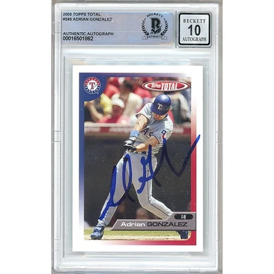 Adrián González Firmado 2005 Topps Total #249 Rangers BAS BGS Automático 10 Losas Foto 1 de 4