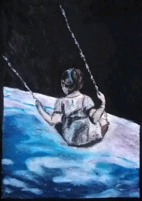 Moderne Kunst - Portrait - Ölkreide Auf A4 Papier Gemälde - Bild 1 von 2