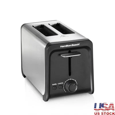 2 Slice Stainless Steel Toaster Wide Slots Bagel Toast Boost Adjustable Shade US - Image 1 of 4