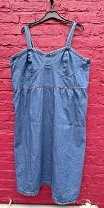 Tu Blue Denim Sleeveless Summer Pinafore Casual Midi Dress Size 26 - Picture 1 of 15